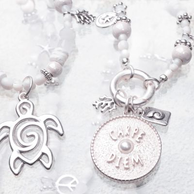 Beach 88/100 SilverShiny, lange Perlen Halskette
